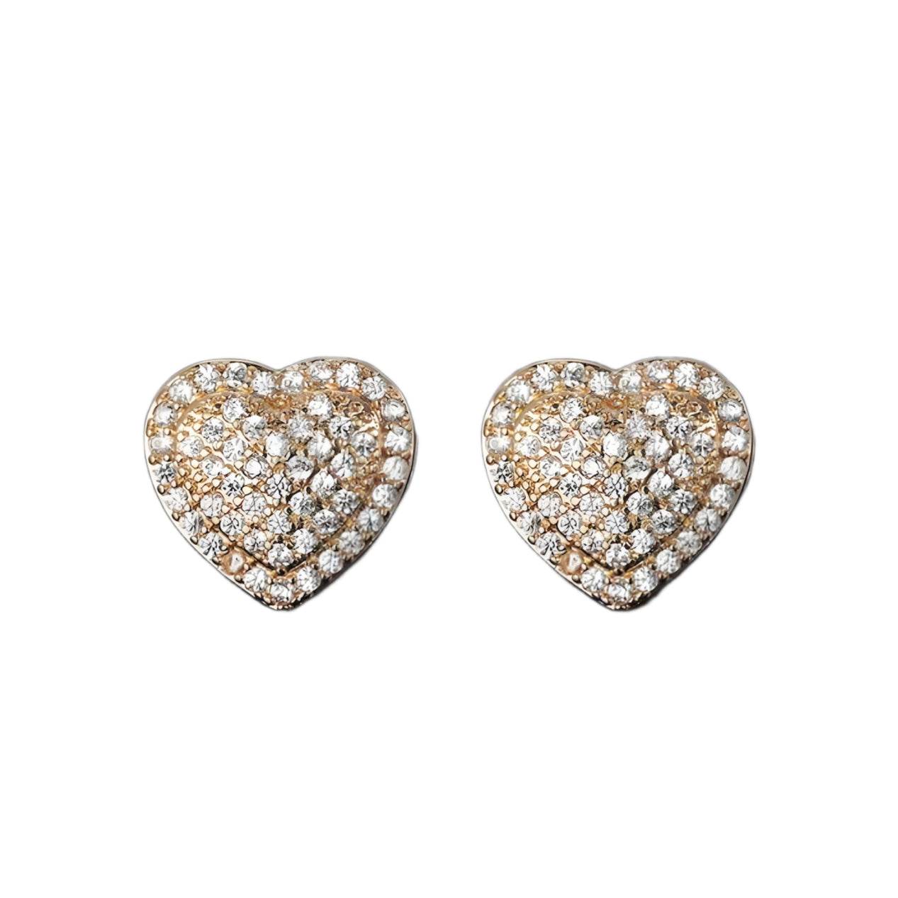 Dainty Iced Out CZ Heart Stud Earrings, Micro-Pavé Love Studs for Women Gifts | Cubic Zirconia