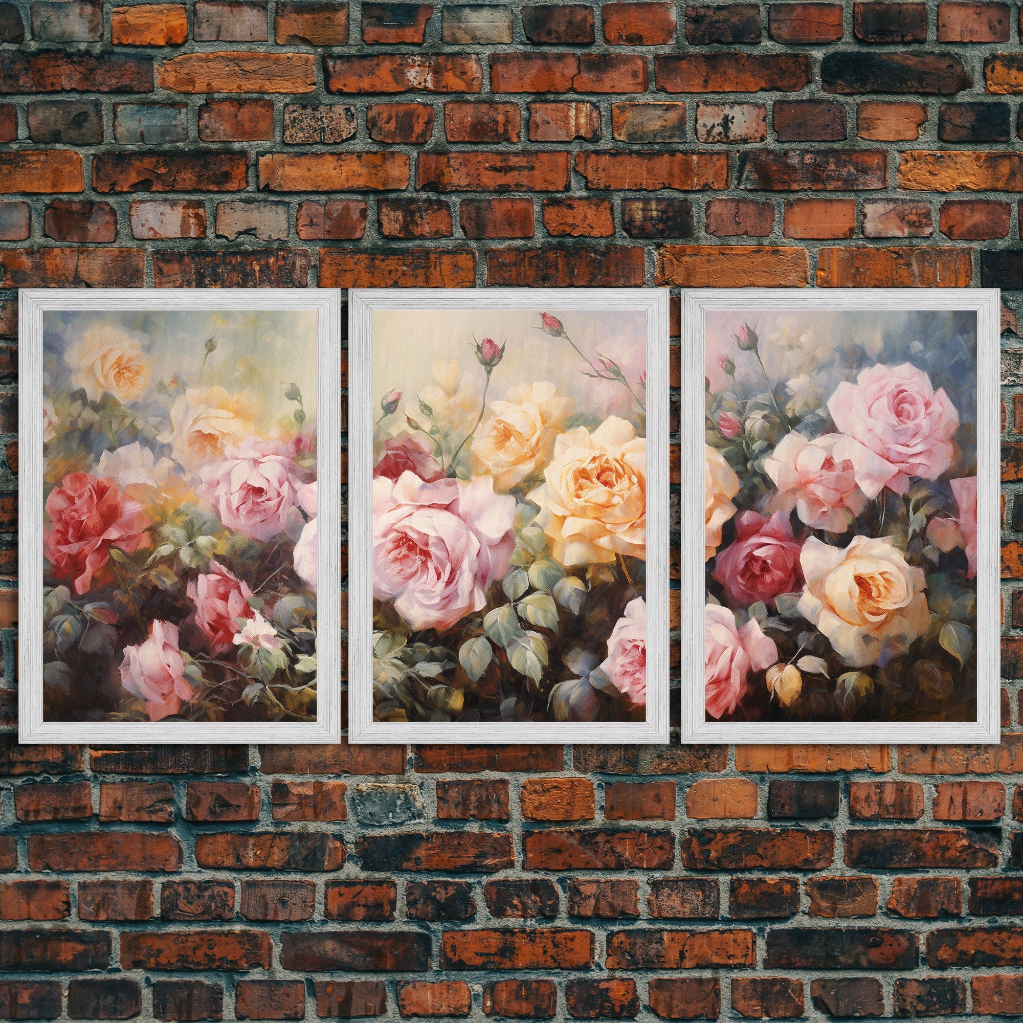 Colorful Art, Roses, Flower Wall Art, Floral Print, Canvas Print, Set Of 3 Prints, Wall Art, 3 Piece Wall Art, Office Decor, Kitchen Art