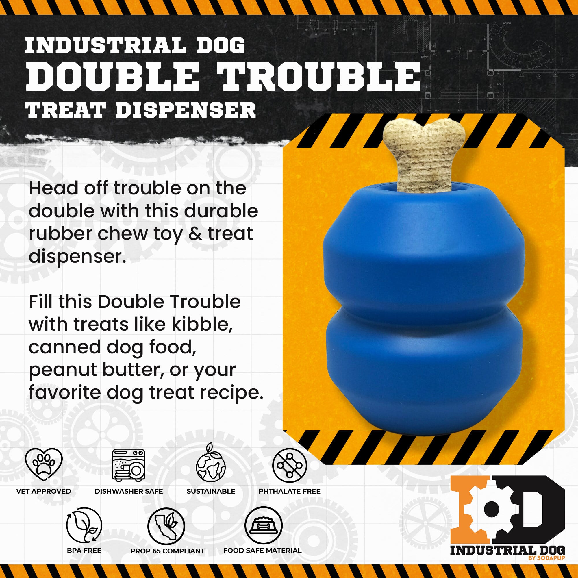 Double Trouble Dog Toy - Dual Chamber Treat Dispenser for Large Dogs | USA Made