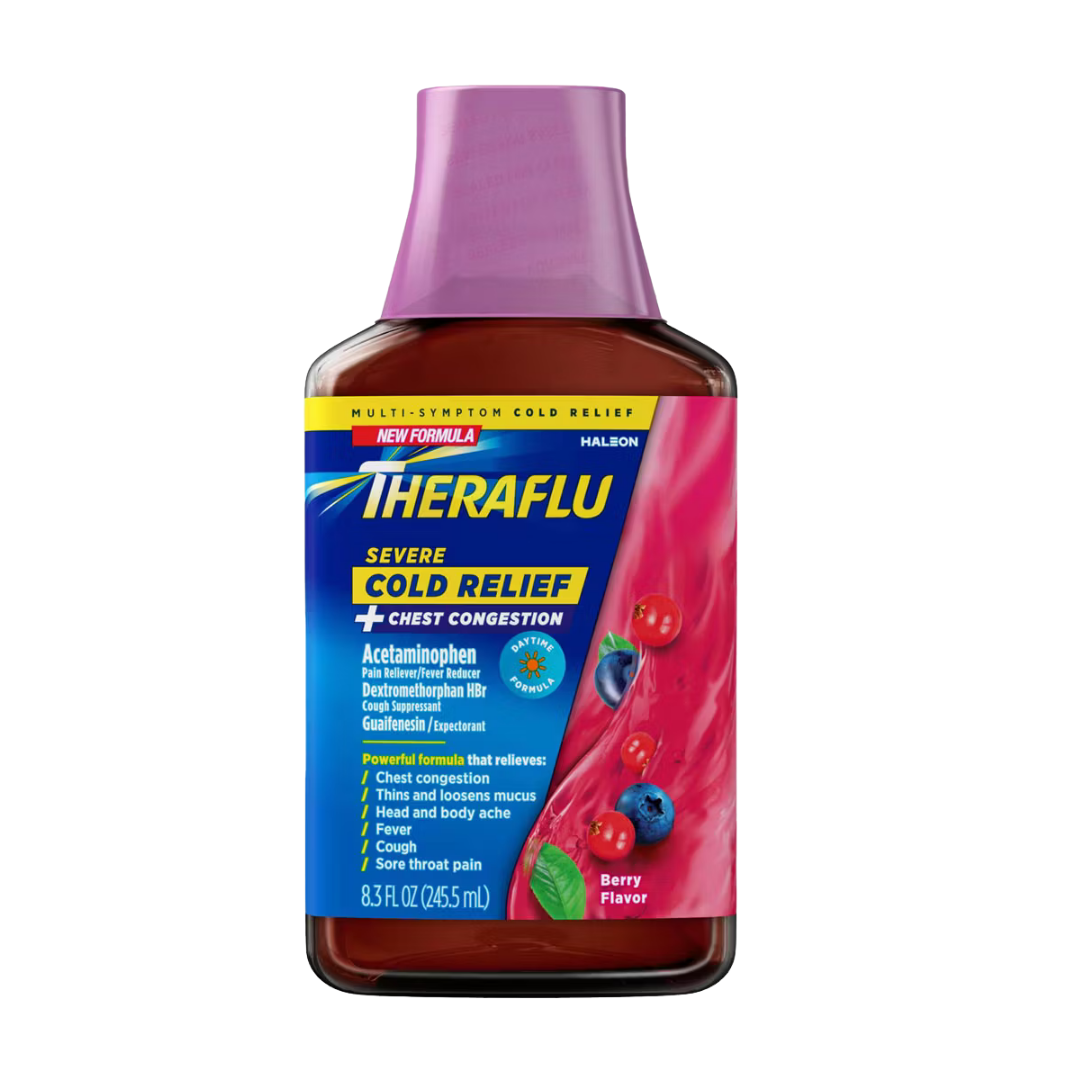Theraflu Severe Cold Relief + Chest Congestion Berry Flavor (8.3oz)