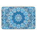 Boho Mandala in Monochrome Blue And White  Non-Slip Bath Mat