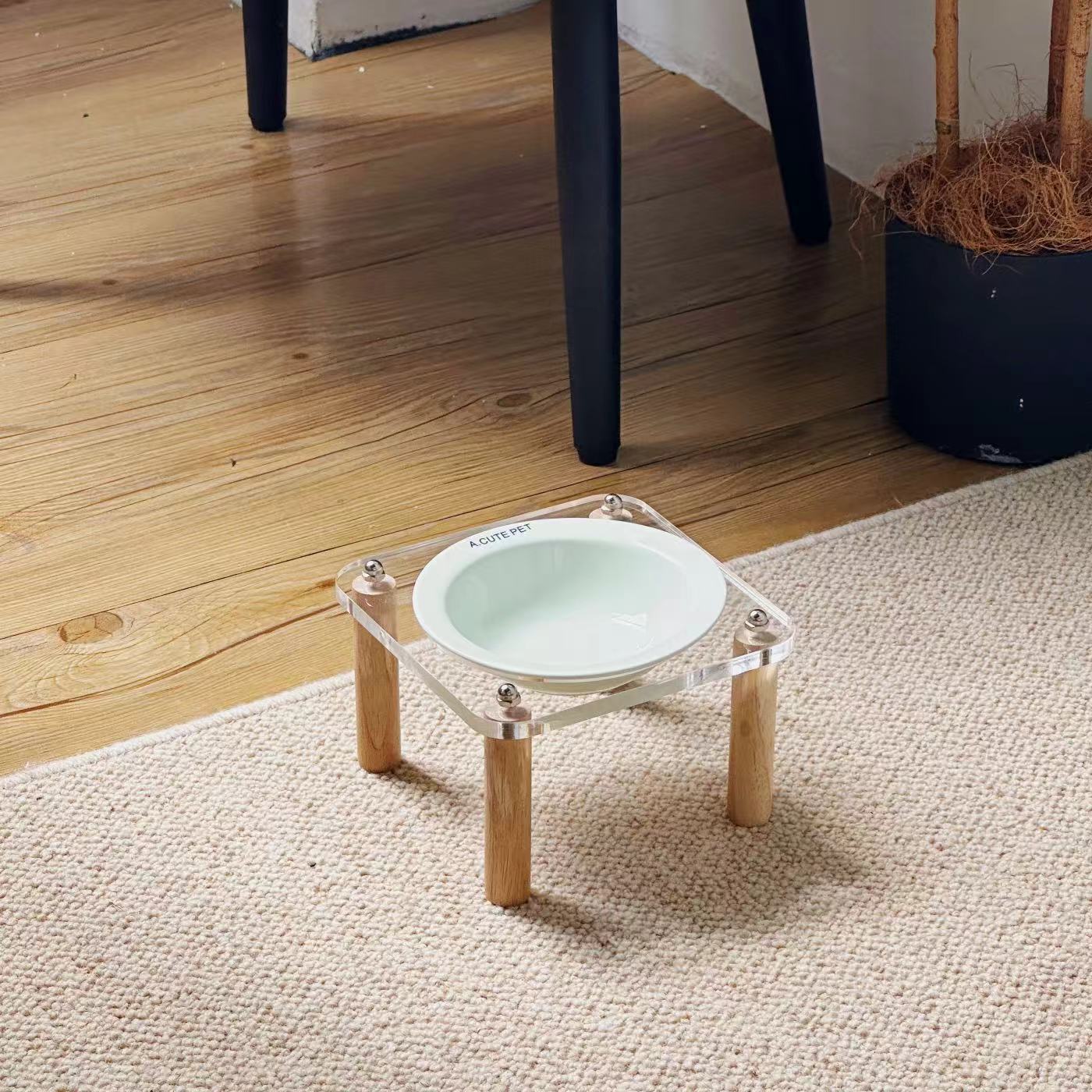 Cat Water Bowl Dog Basin Anti-tumble High Leg Cat Bowl Ceramic Cat Food Holder Double Bowl