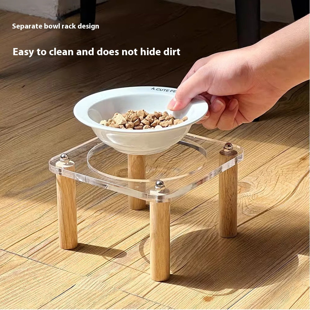 Cat Water Bowl Dog Basin Anti-tumble High Leg Cat Bowl Ceramic Cat Food Holder Double Bowl