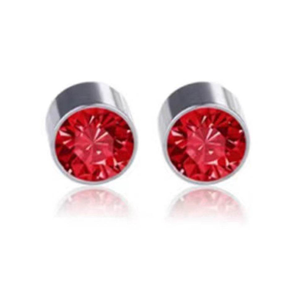 Multicolor Stainless Steel Magnetic Round Stud Earrings for Men Women, 6mm Round CZ Inlaid Magnetic Earrings Non-Piercing Clip On Stud Earring