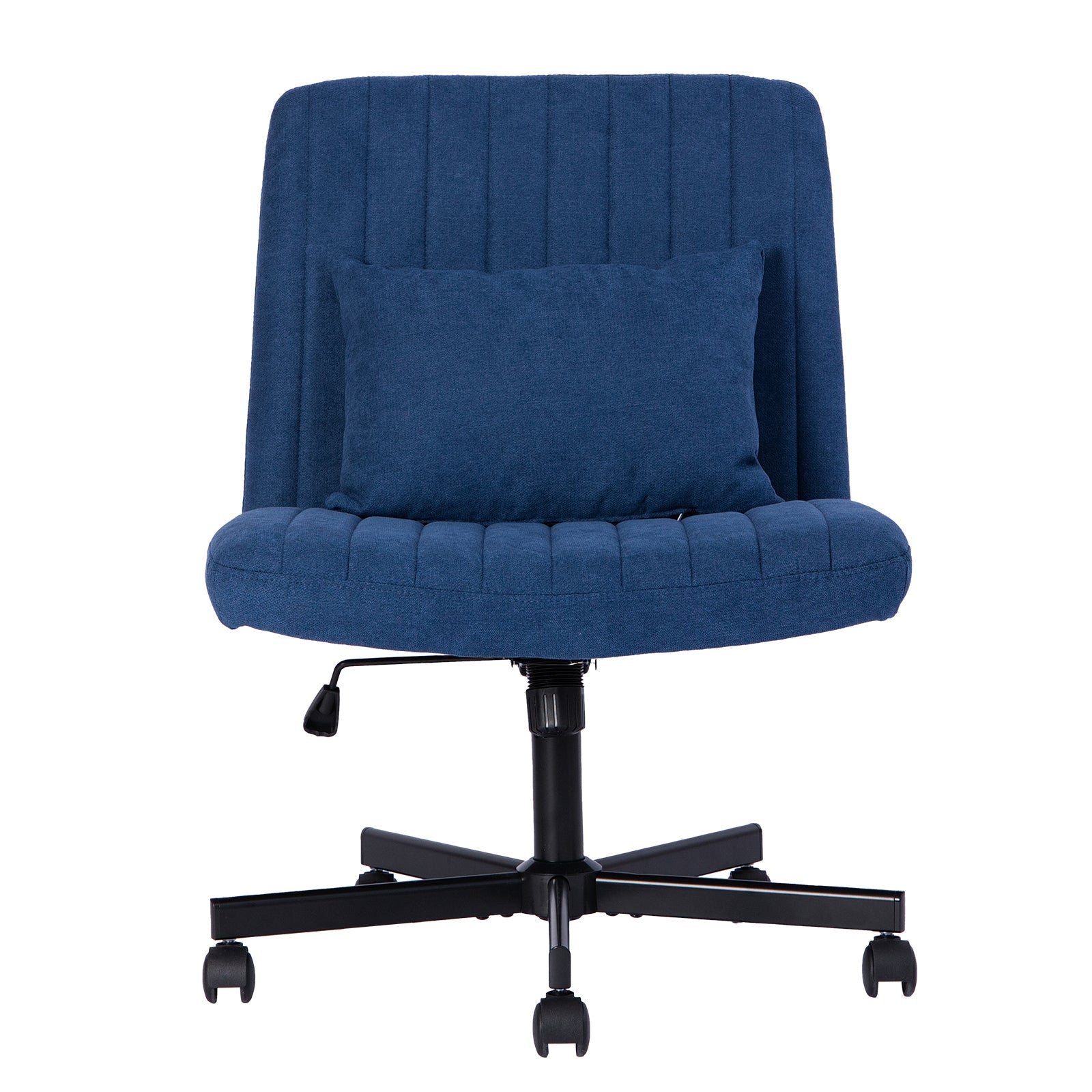Swivel Office Chair Linen Blue Criss Cross Memory Foam 360 Degree 25.2 In