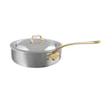 Mauviel 1830 M'ELITE B Hammered 5-Ply Saute Pan With Curved Lid, Brass Handle