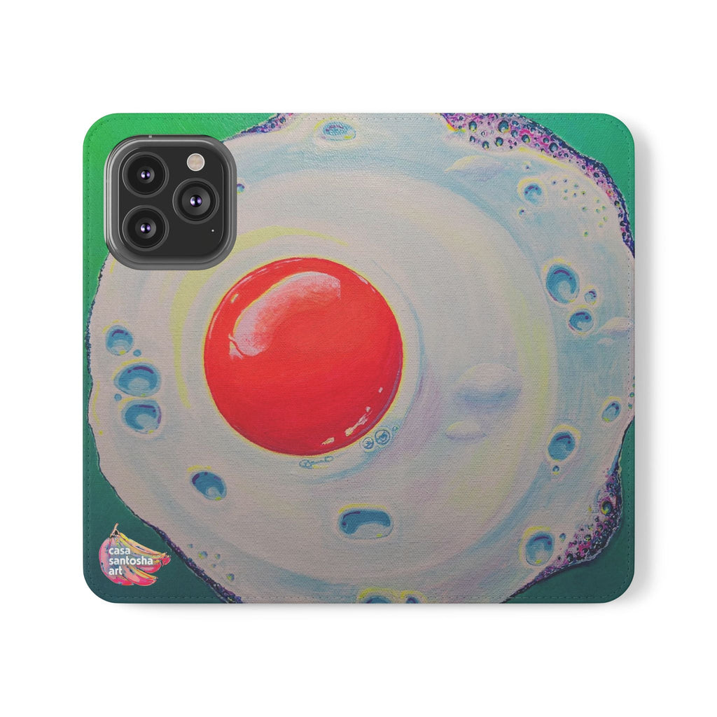 Neon Fried Egg Flip Phone Case – Wallet Cover with Card Slots