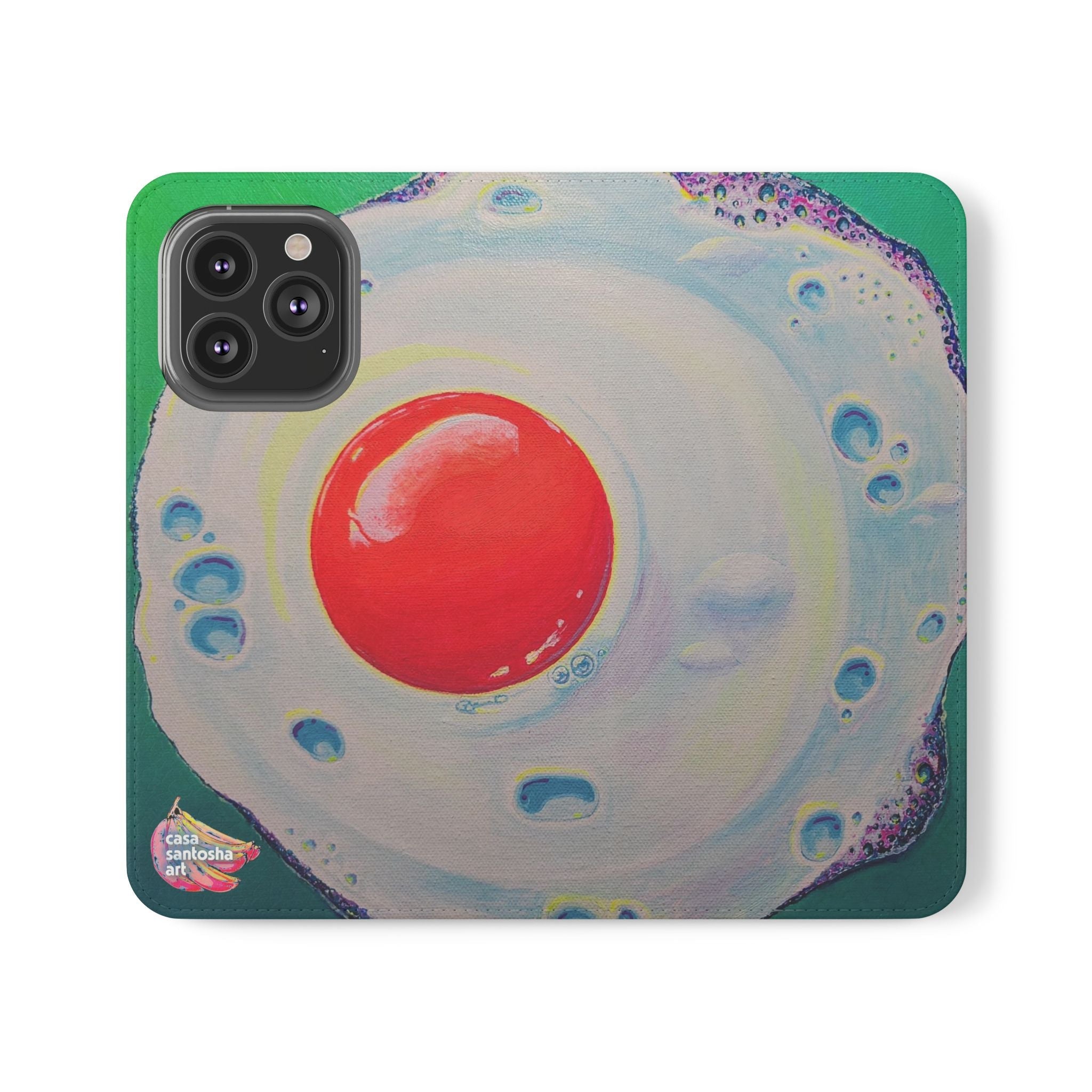 Neon Fried Egg Flip Phone Case – Wallet Cover with Card Slots