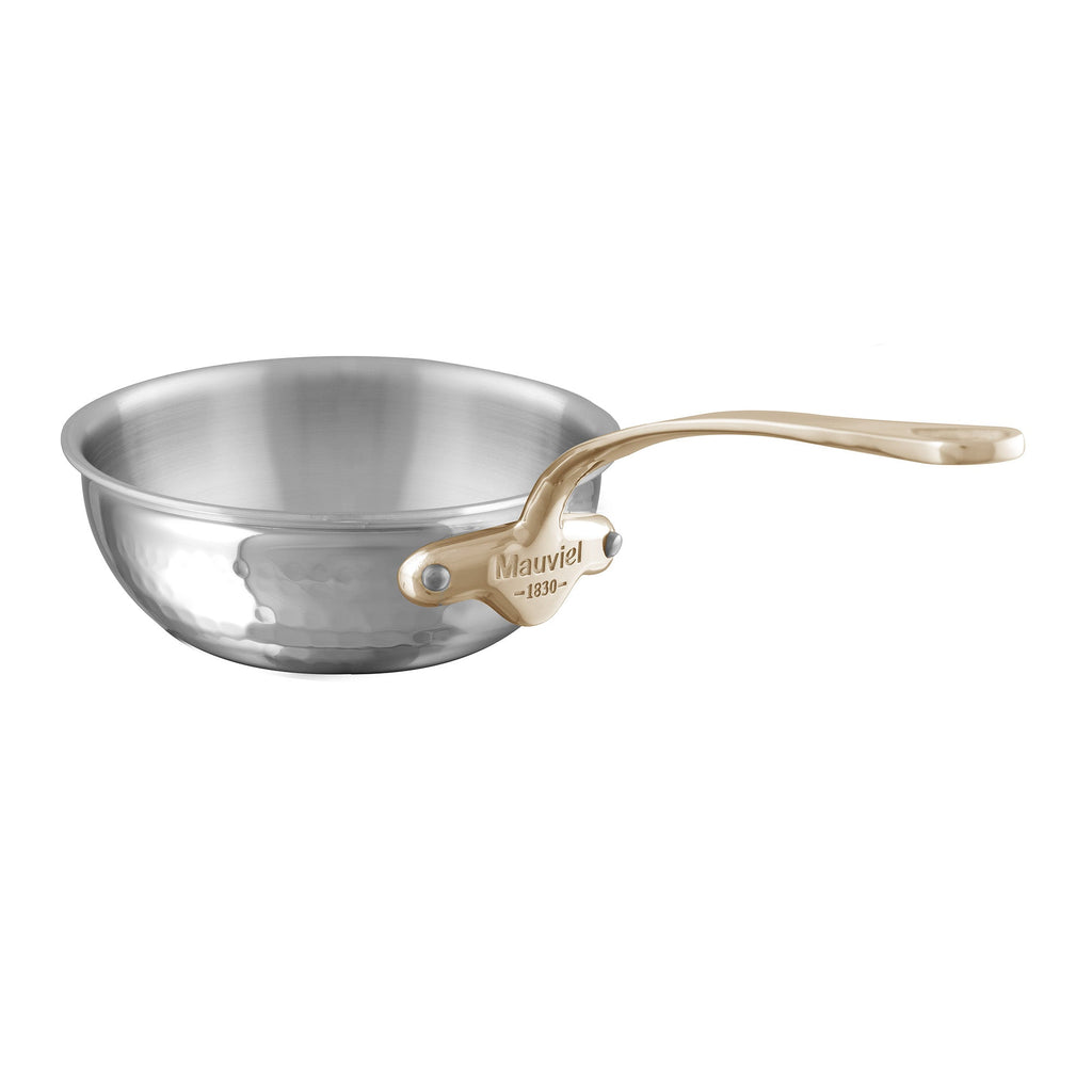 Mauviel 1830 M'ELITE B Hammered 5-Ply Chef Pan With Brass Handle, 3.4-Qt