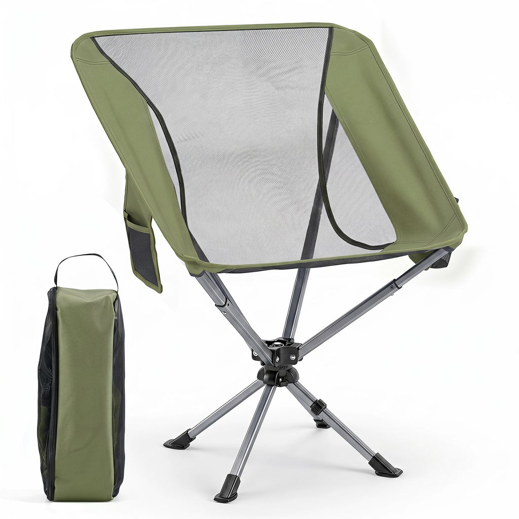360° Swivel Camping Chair with Cup Holder - 330 lbs Capacity
