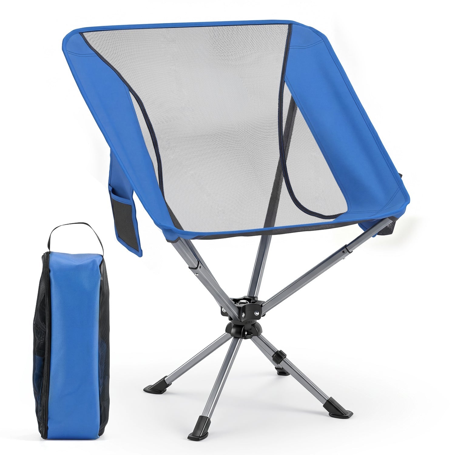 360° Swivel Camping Chair with Cup Holder - 330 lbs Capacity