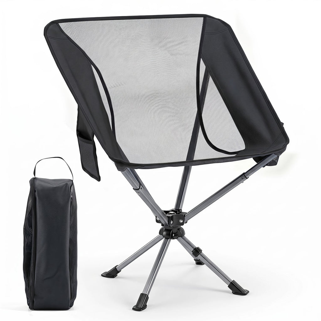 360° Swivel Camping Chair with Cup Holder - 330 lbs Capacity