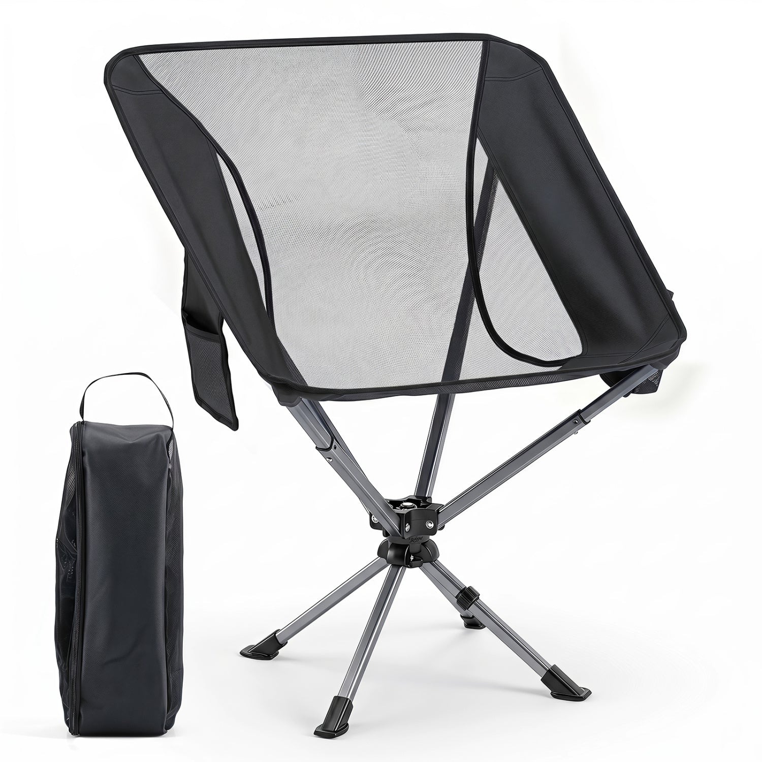 360° Swivel Camping Chair with Cup Holder - 330 lbs Capacity