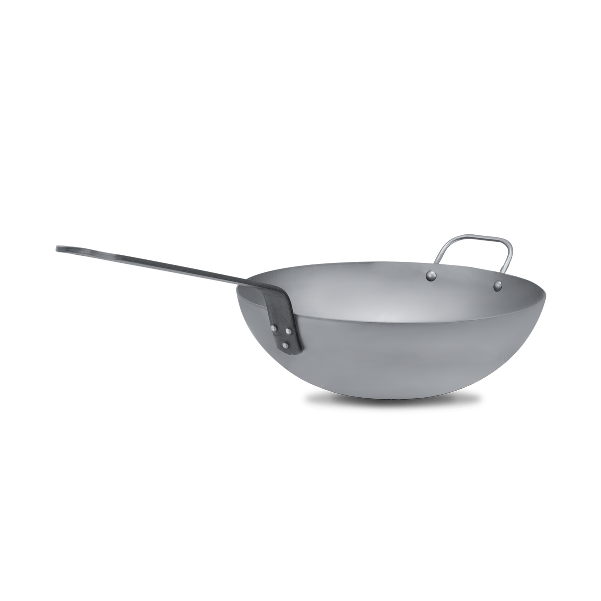 Mauviel 1830 M'STEEL Black Carbon Steel Wok With Iron Handle, 11.8-In