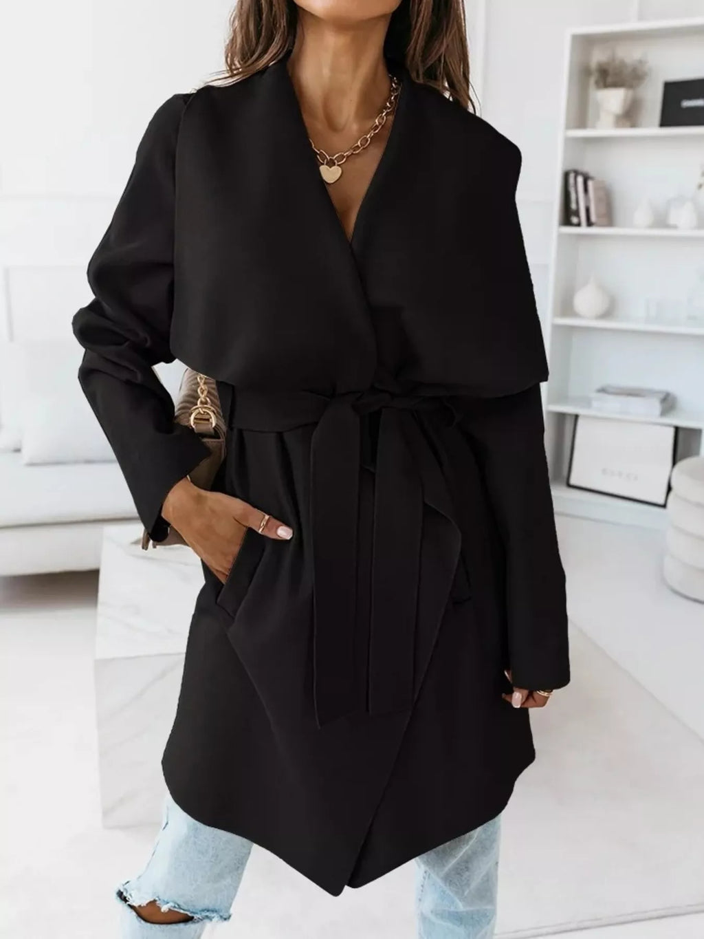 Tie Waist Long Sleeve Outerwear
