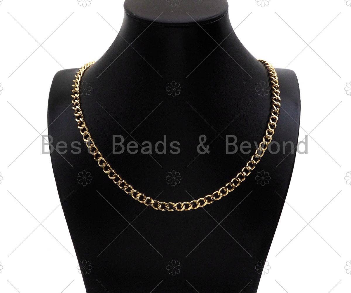 6x8mm Cuban Curb Chain by Yard, Gold/ Gunmetal / Silver Cuba
