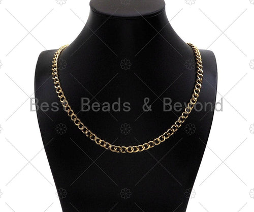 6x8mm Cuban Curb Chain by Yard, Gold/ Gunmetal / Silver Cuba