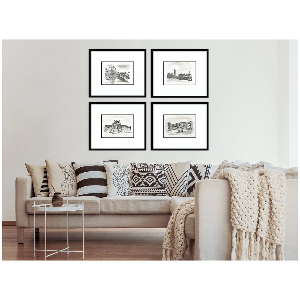 Vintage Europe 4 Piece Framed Wall Art Print Set by Teju Reval