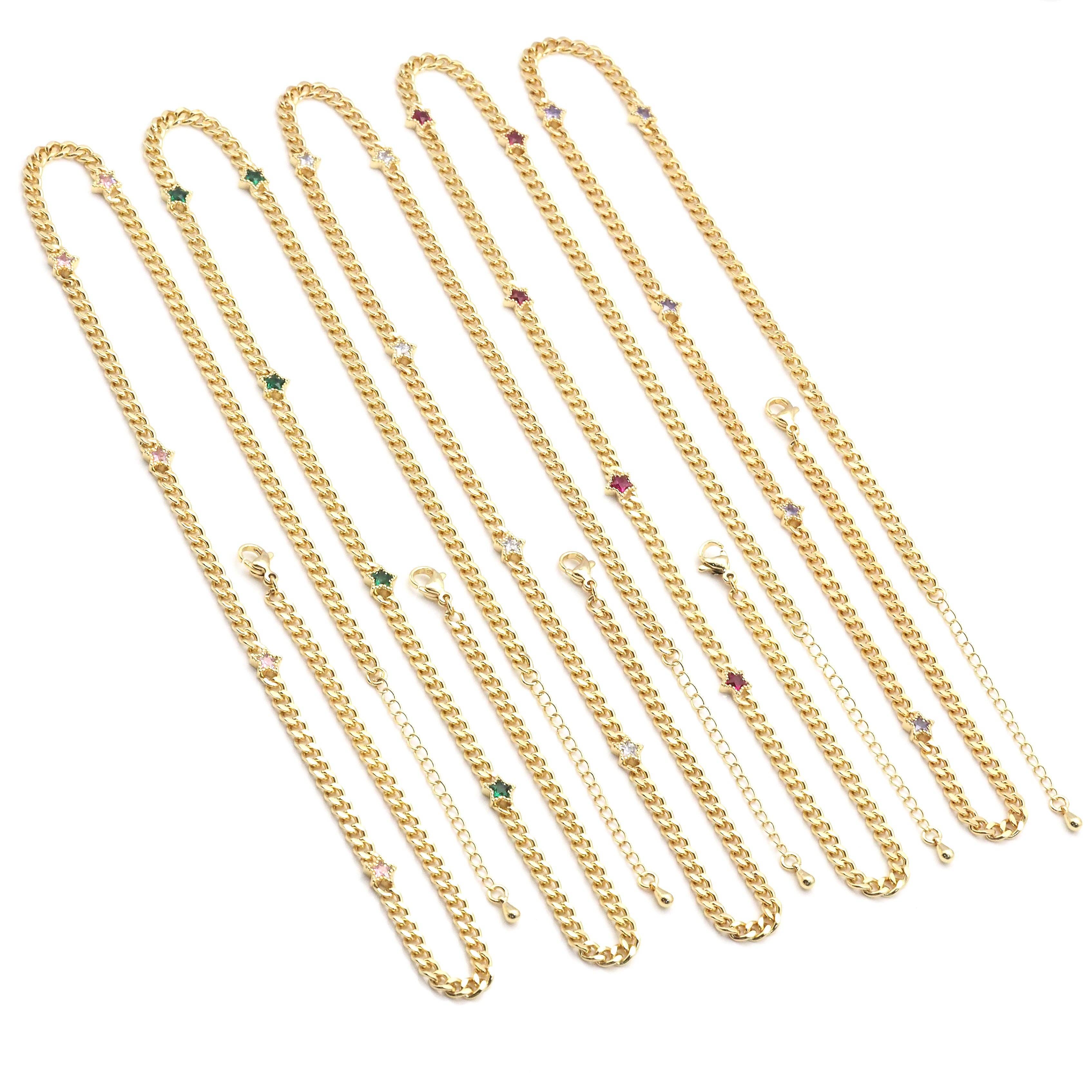 Gold Cuban Chain Star Necklace,sku#LX227