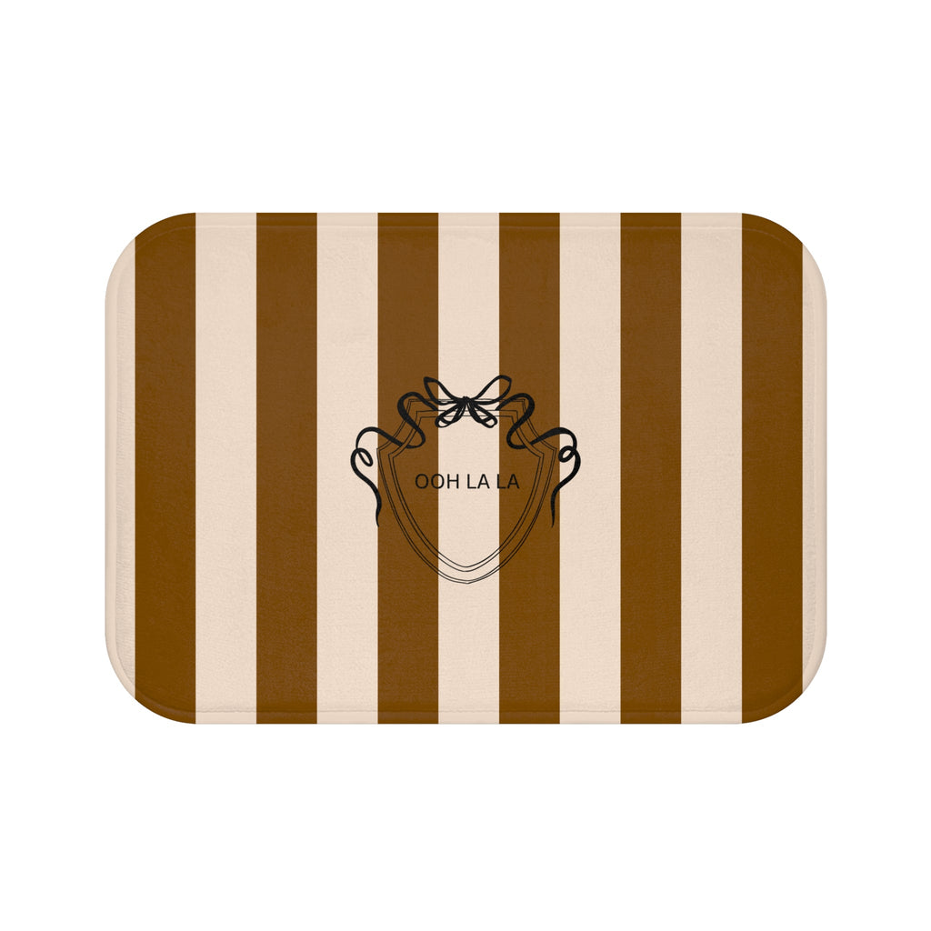 Striped 'Ooh La La' Bath Mat — Brown & Beige Bathroom Rug