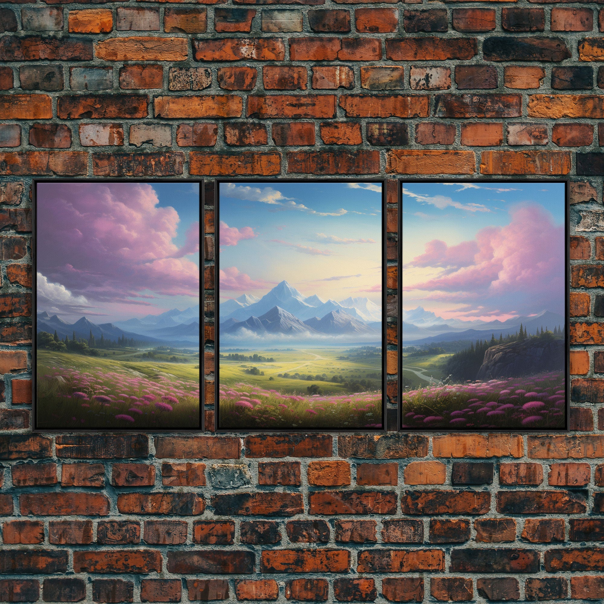 3 Piece Mountain Painting Set, Original Art, Framed Canvas Prints, Colorful Wall Art, Landscape Paintings, Living Room Decor, Wall Hanging