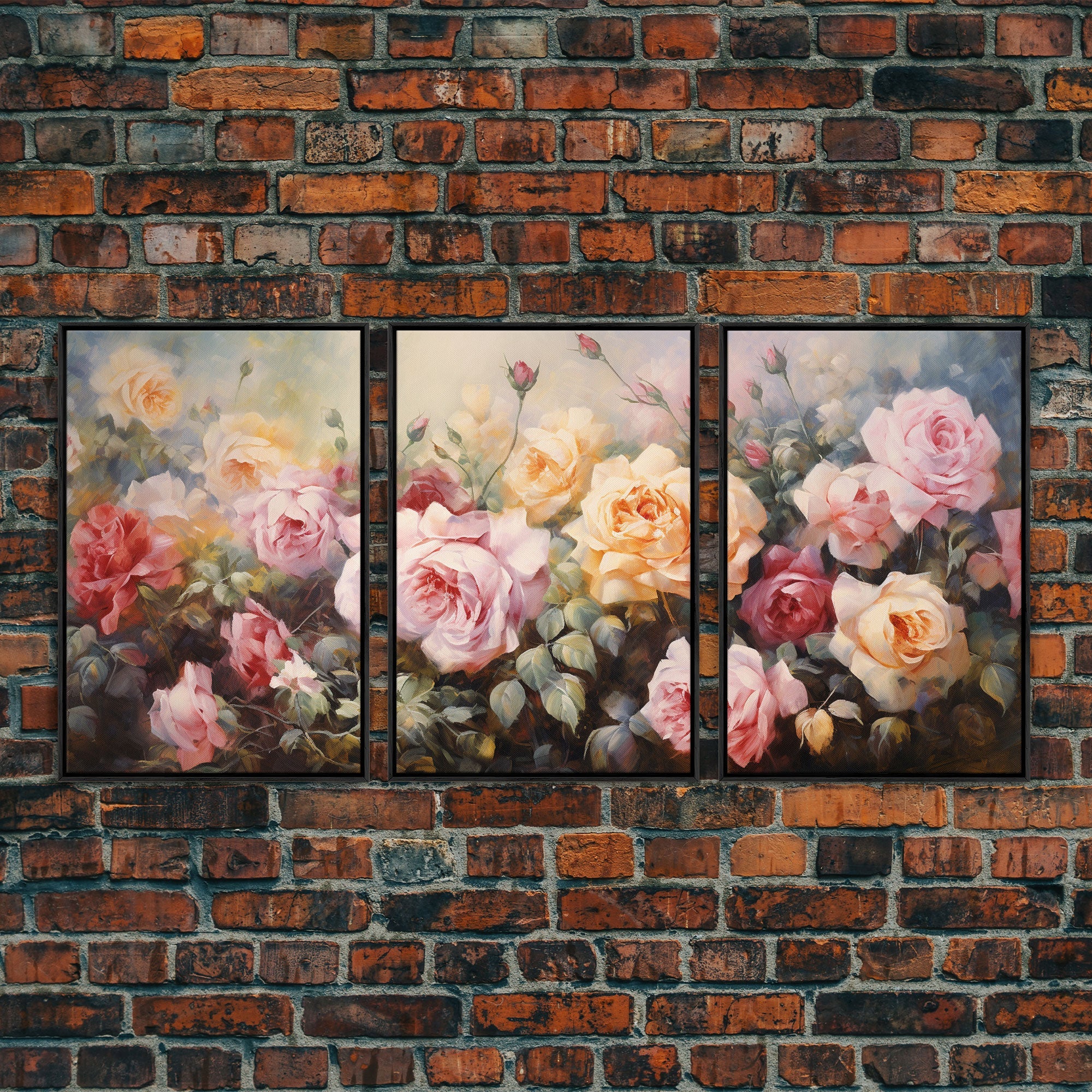 Colorful Art, Roses, Flower Wall Art, Floral Print, Canvas Print, Set Of 3 Prints, Wall Art, 3 Piece Wall Art, Office Decor, Kitchen Art