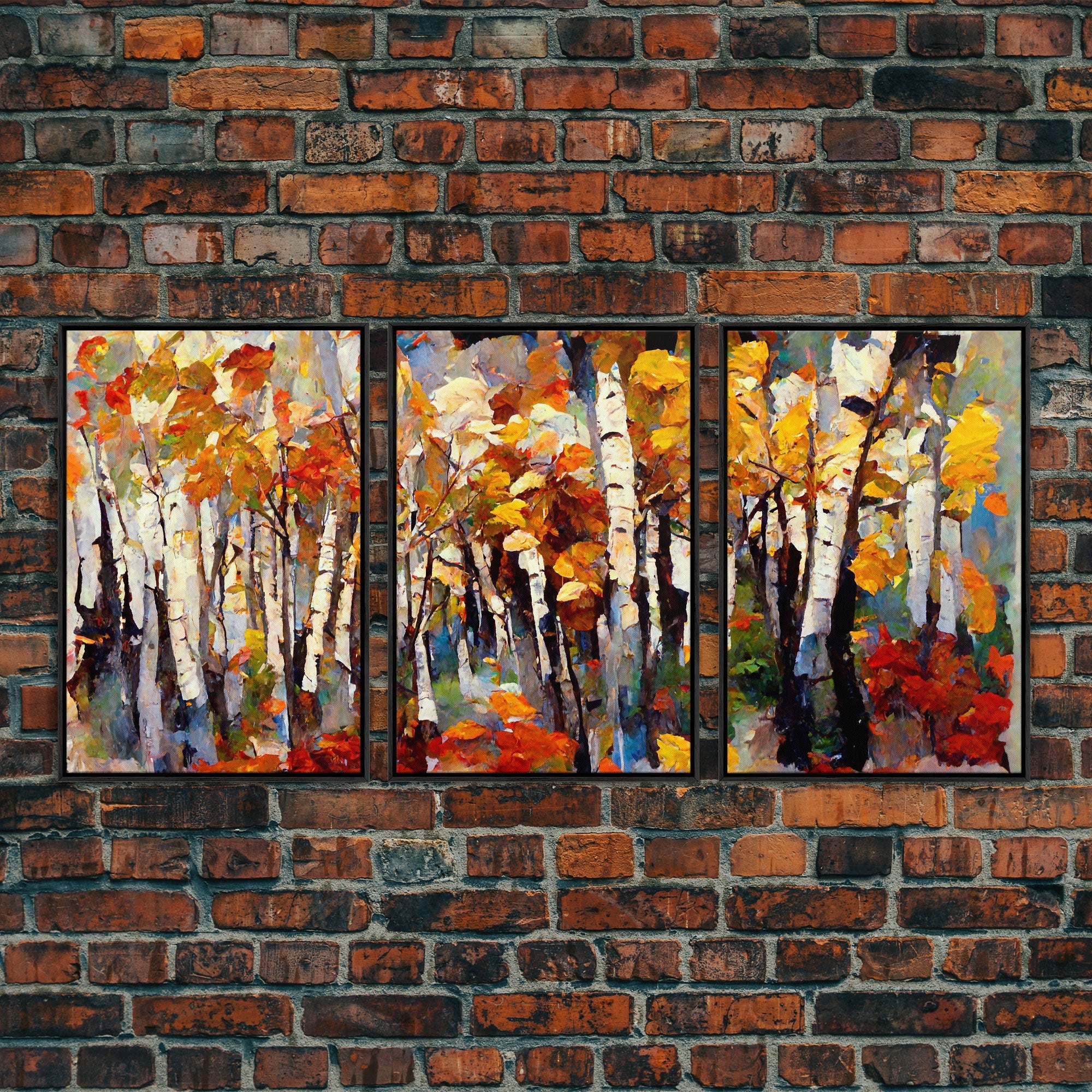 Birch Forest Watercolor, Birch Trees, 3 Piece Wall Art, Ready To Hang Canvas Print, Beautiful Living Room Wall Art Decor