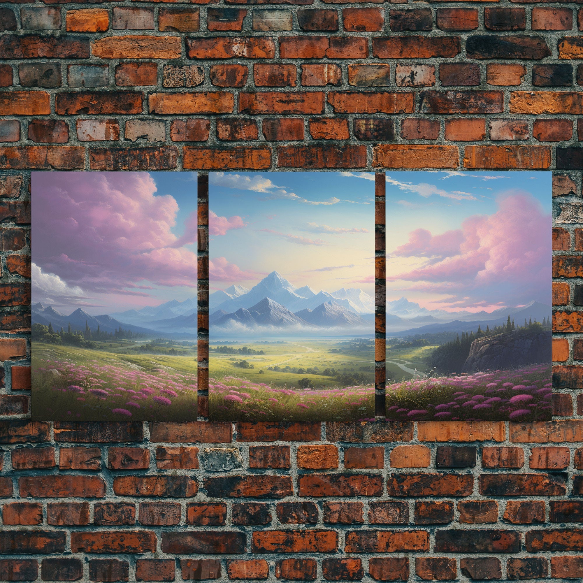 3 Piece Mountain Painting Set, Original Art, Framed Canvas Prints, Colorful Wall Art, Landscape Paintings, Living Room Decor, Wall Hanging