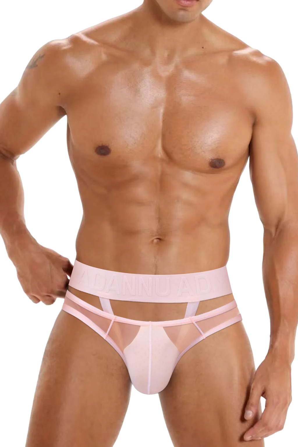 Men’s Sexy Sheer Thong with Ring & Strap Design