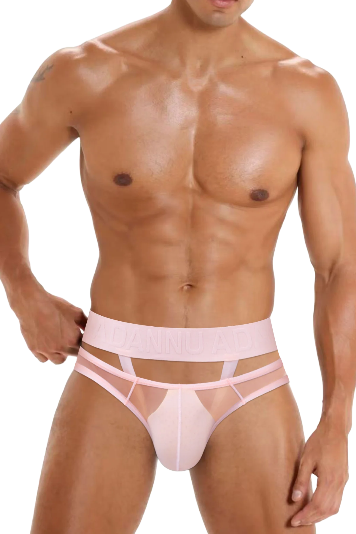 Men’s Sexy Sheer Thong with Ring & Strap Design