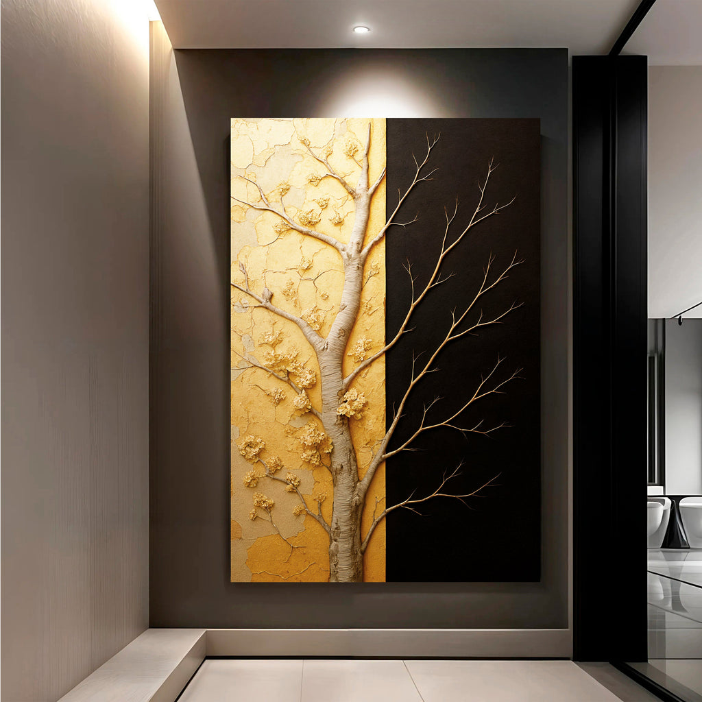 Golden Eclipse Impasto Wall Art