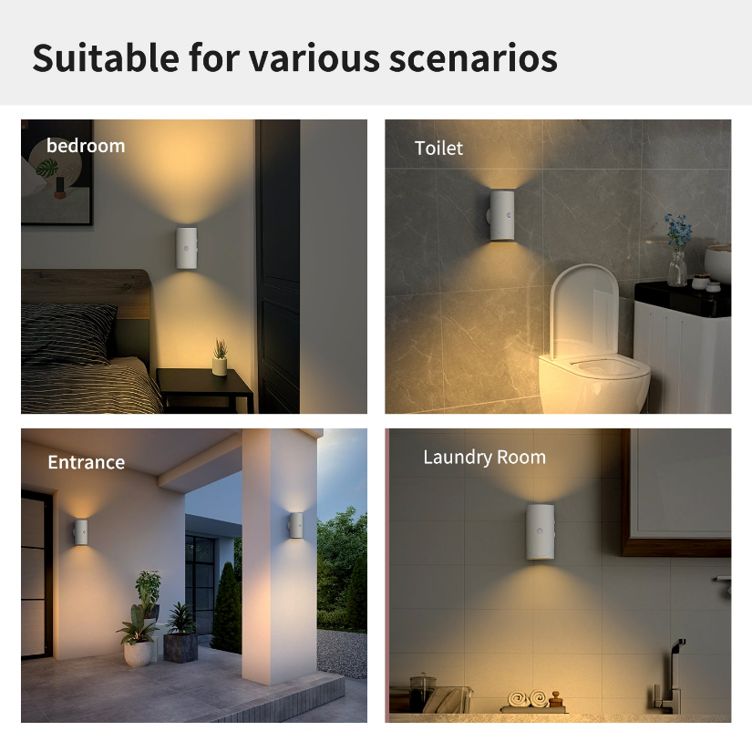 LED Wireless Wall Sconce with 7 Colors Changing, Motion Sensor Light Indoor,  Operated Wall Sconces for Bedroom Bedside Hallway Courtyard Doorway (White)