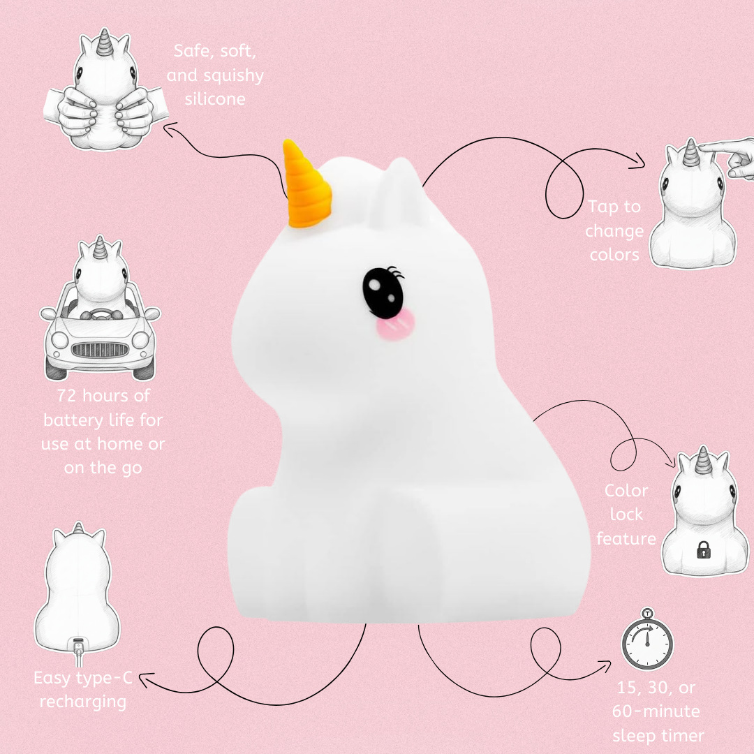 Unicorn Night Light for Kids - LED Unicorn Lamp | LumiPets®