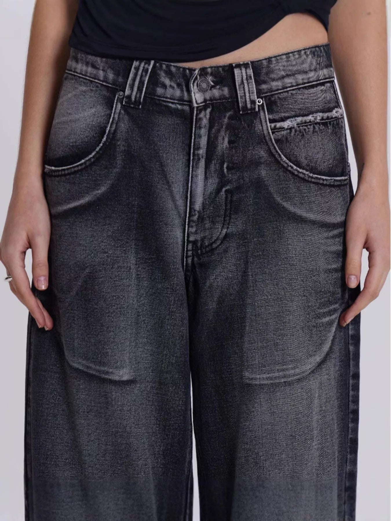 Vintage Wash Wide Leg Jeans