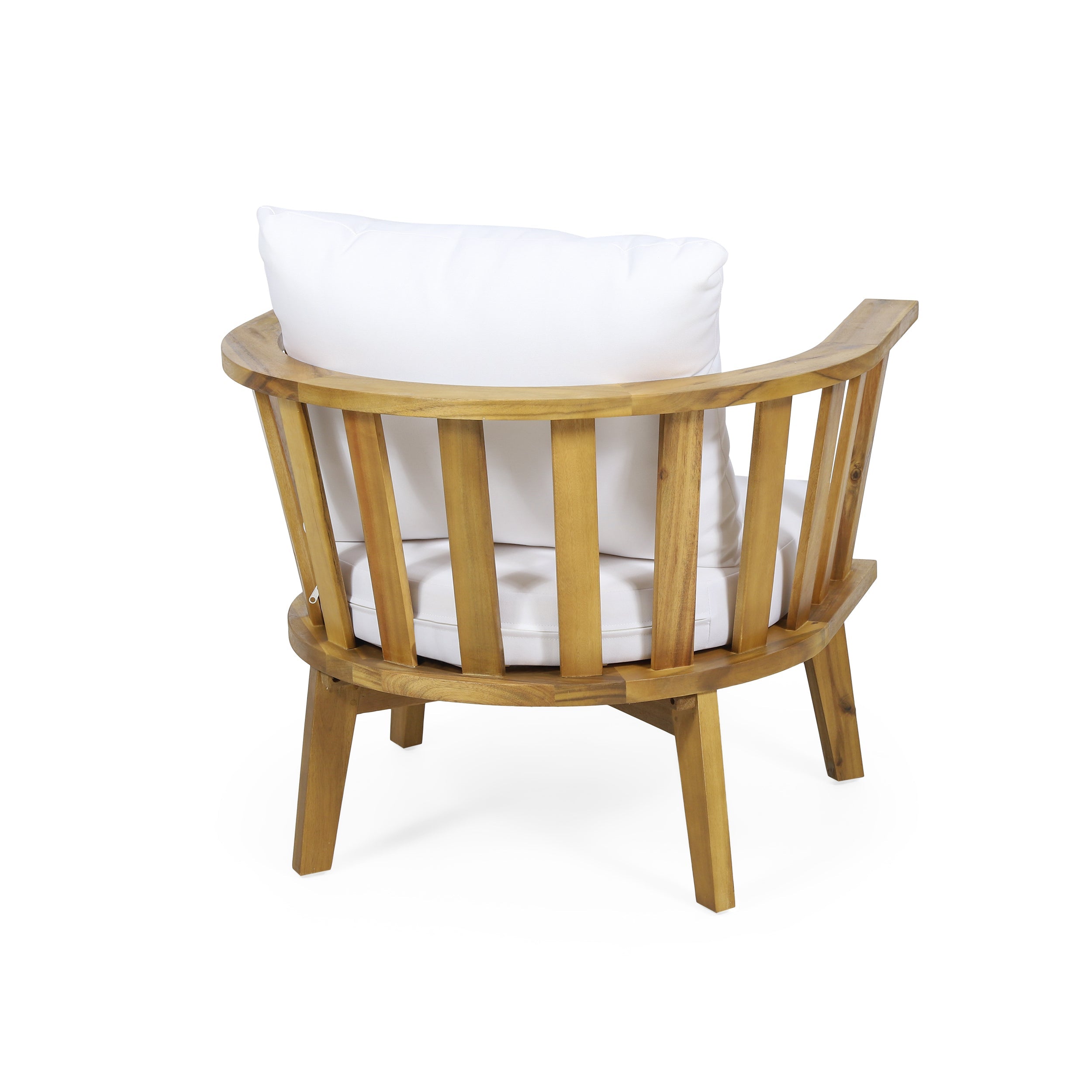 Outdoor Club Chair Acacia Wood White Water-Resistant Cushion 32x27x25.5 In