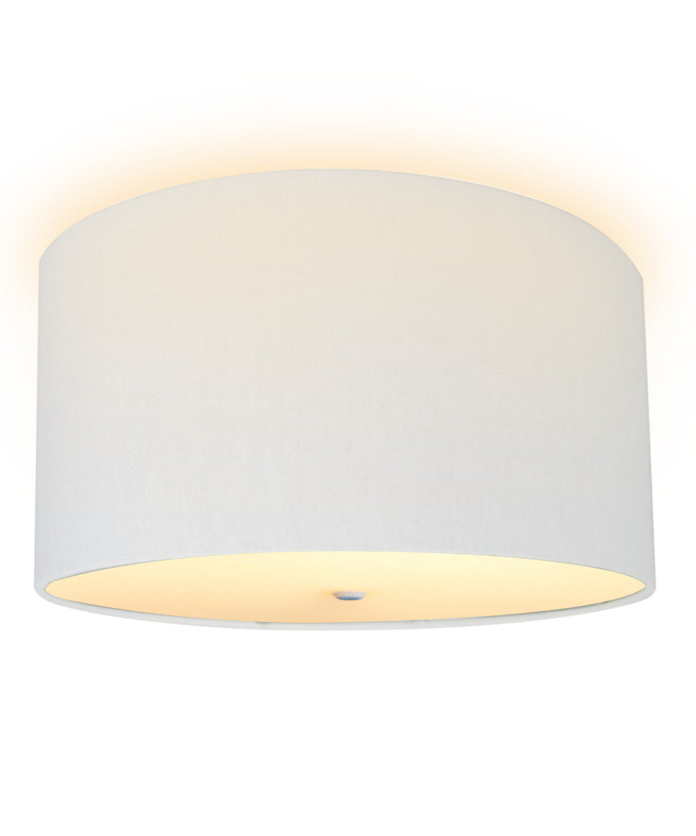 16"W Moderne Flush Mount Conversion Kit  White Linen Drum Lampshade