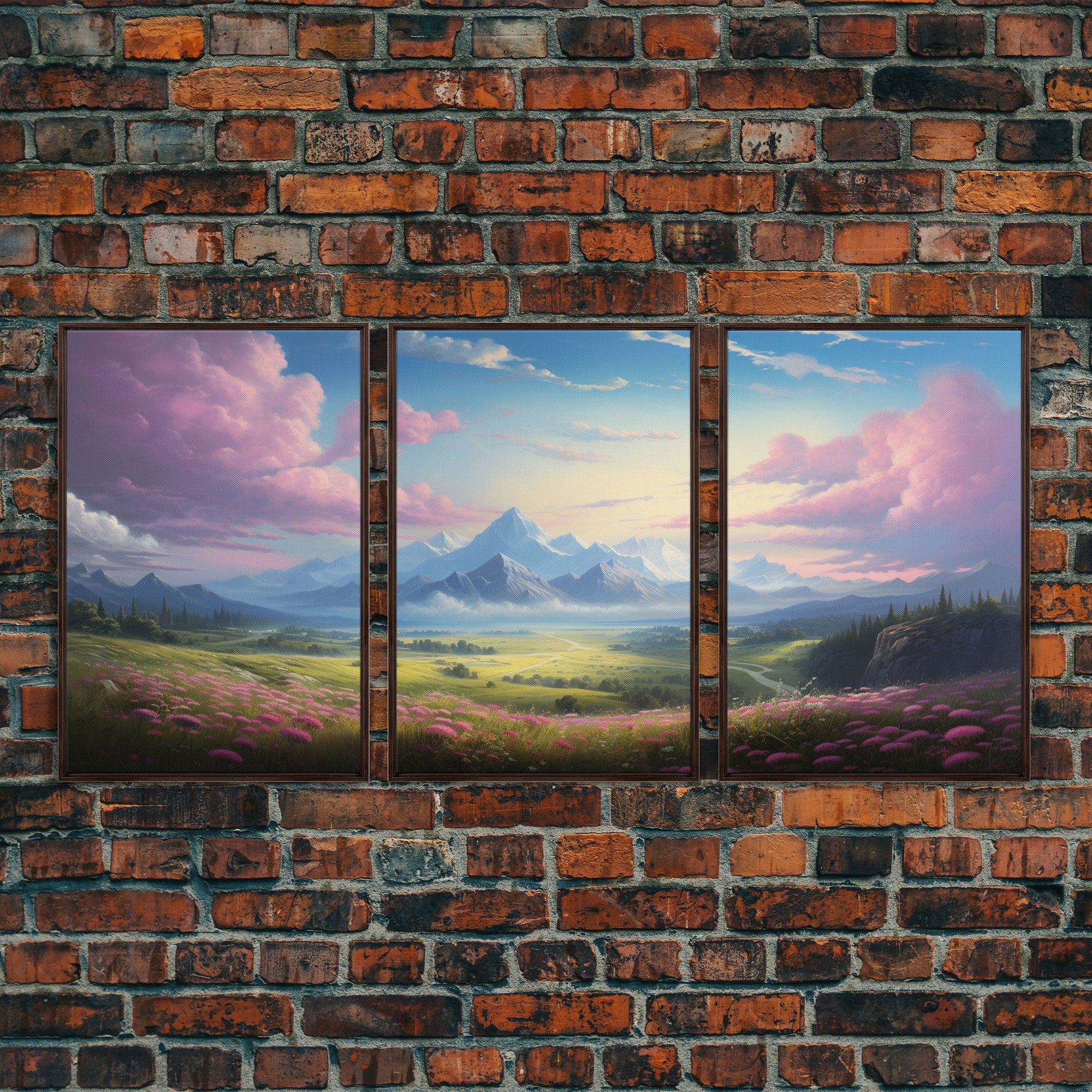 3 Piece Mountain Painting Set, Original Art, Framed Canvas Prints, Colorful Wall Art, Landscape Paintings, Living Room Decor, Wall Hanging
