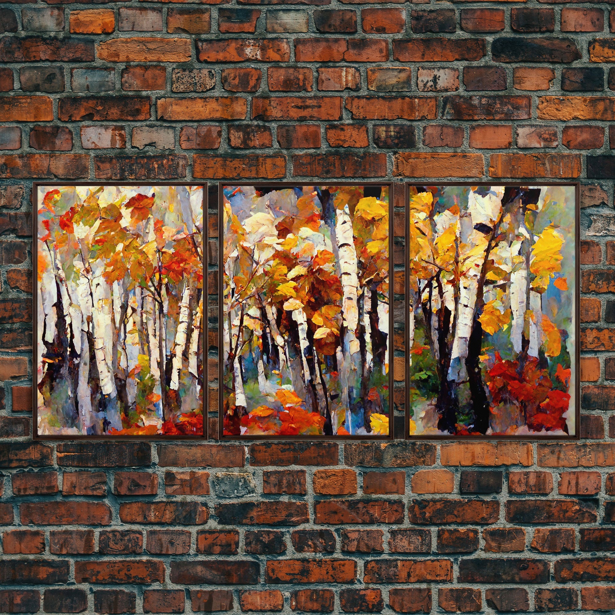 Birch Forest Watercolor, Birch Trees, 3 Piece Wall Art, Ready To Hang Canvas Print, Beautiful Living Room Wall Art Decor