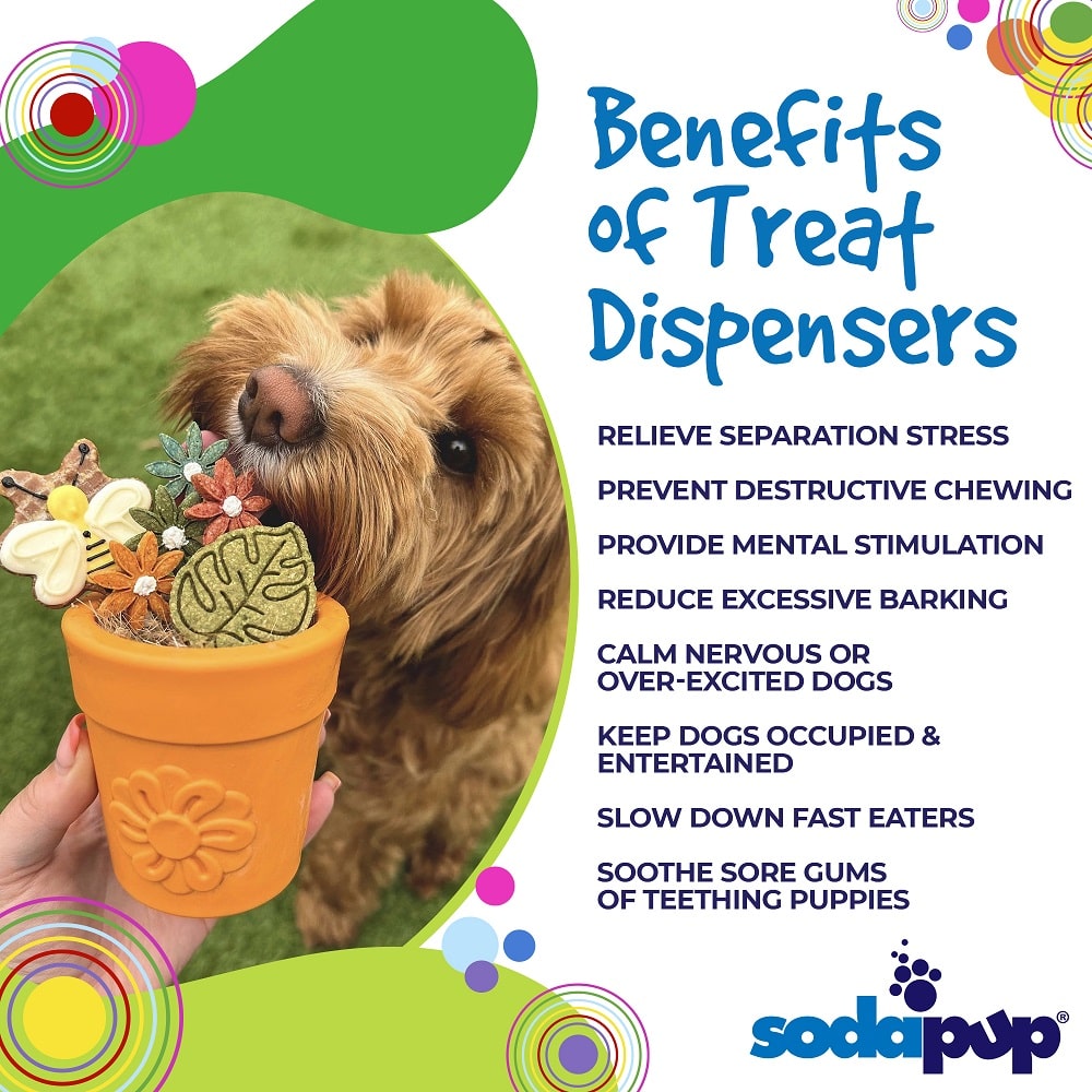 Large Flower Pot eCup Dog Treat Dispenser | Durable USA-Made Enrichment Toy | SodaPup