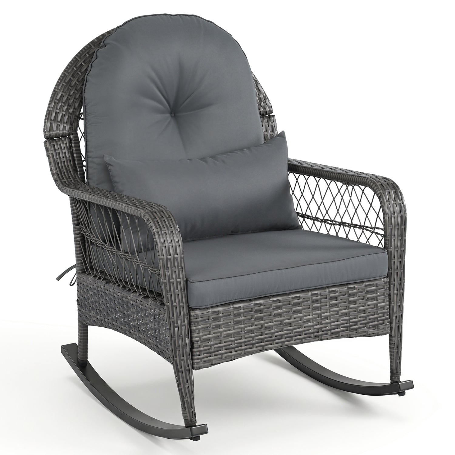 Patio Rattan Rocking Chair with Cushions - 400 LBS Capacity
