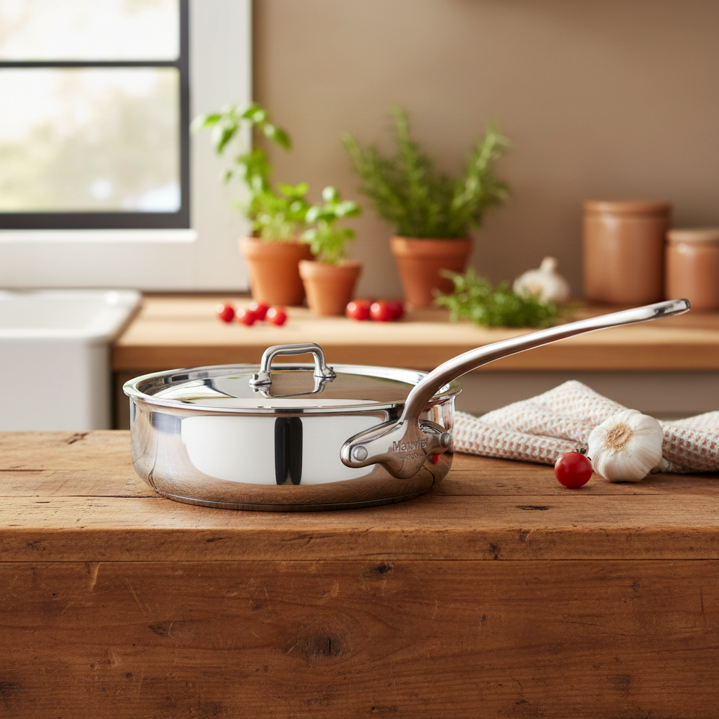 Mauviel 1830 M'URBAN 4 Saute Pan With Lid, Cast Stainless Steel Handle