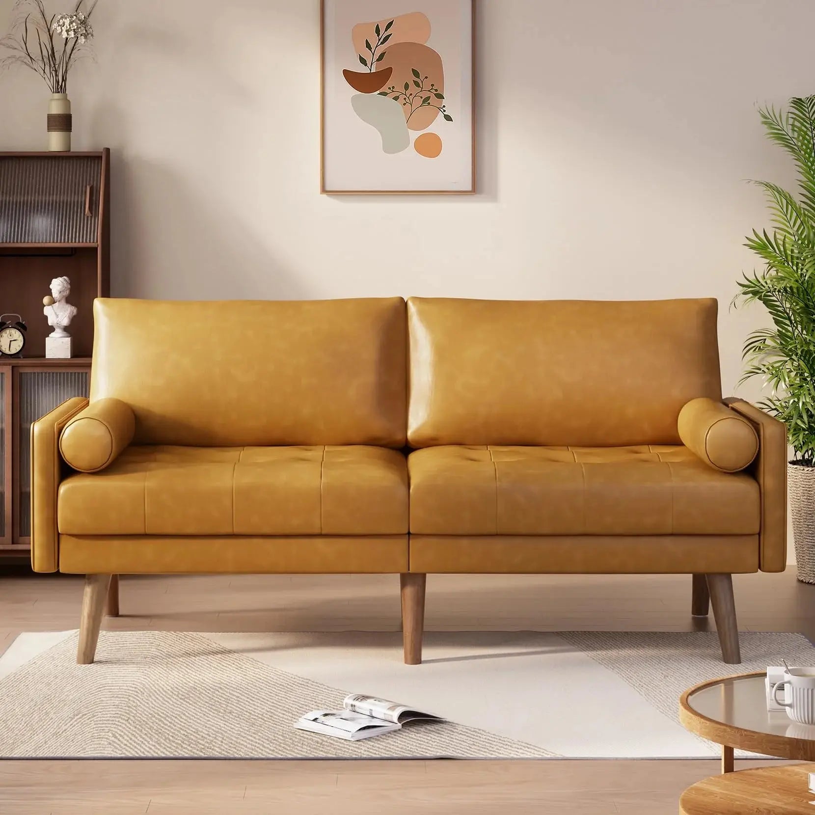 Modern Leather Loveseat Couch
