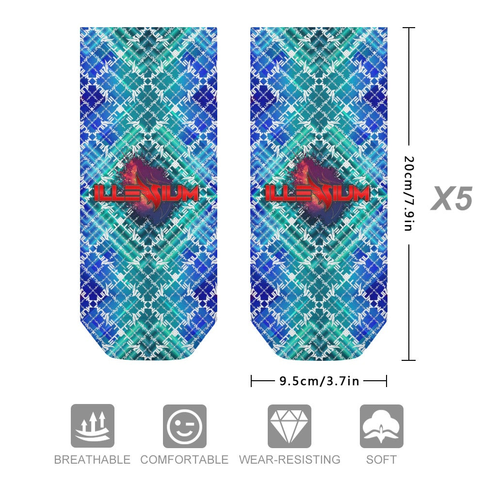 Illenium Ankle Socks (5 Pairs) Sweat-proof, Odor-proof, Breathable