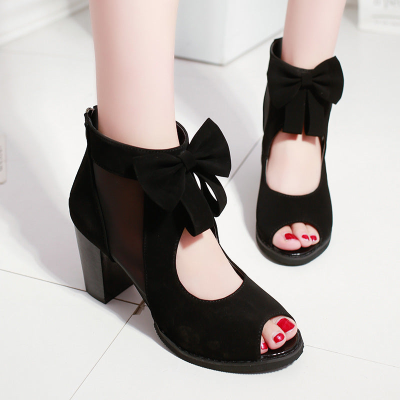 Bow women's sandals mesh high heels See size chart under “more details”