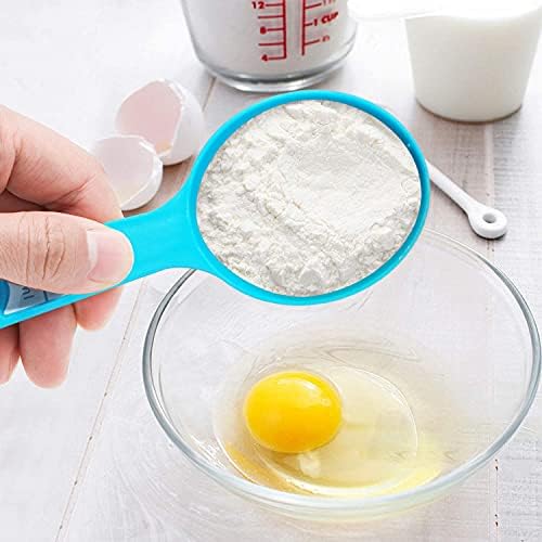 12 Piece Measuring Cups and Spoons Set, Colored Kitchen Measure Tools, Durable Nesting Cups and Spoons for Dry and Liquid, Dishwasher Safe