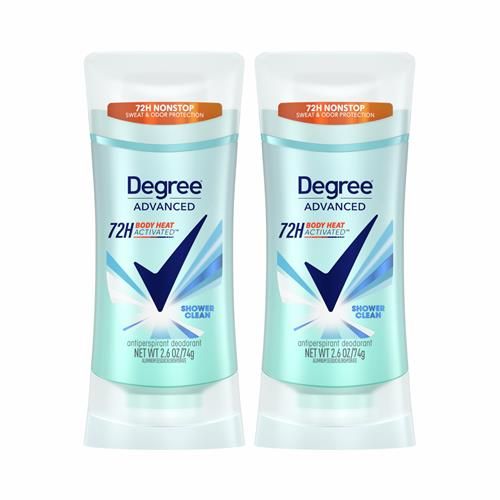 Degree Antiperspirant Deodorant Shower Clean Twin Pack 72-Hour Sweat & Odor Protection Antiperspirant For Women With Body Heat Activated Technology 2.6 Oz