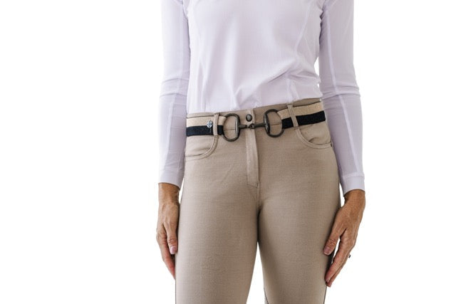Bit Buckle Glitter Belt - Black Gold