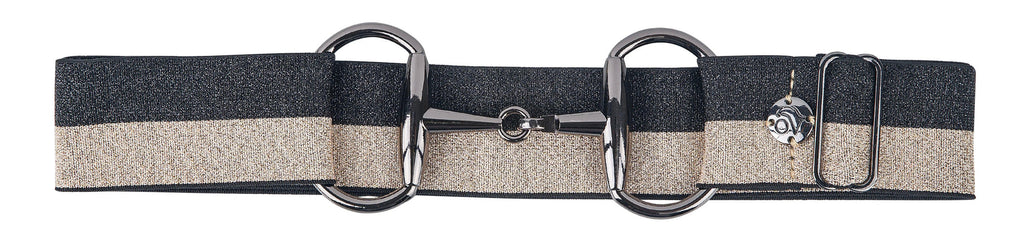 Bit Buckle Glitter Belt - Black Gold