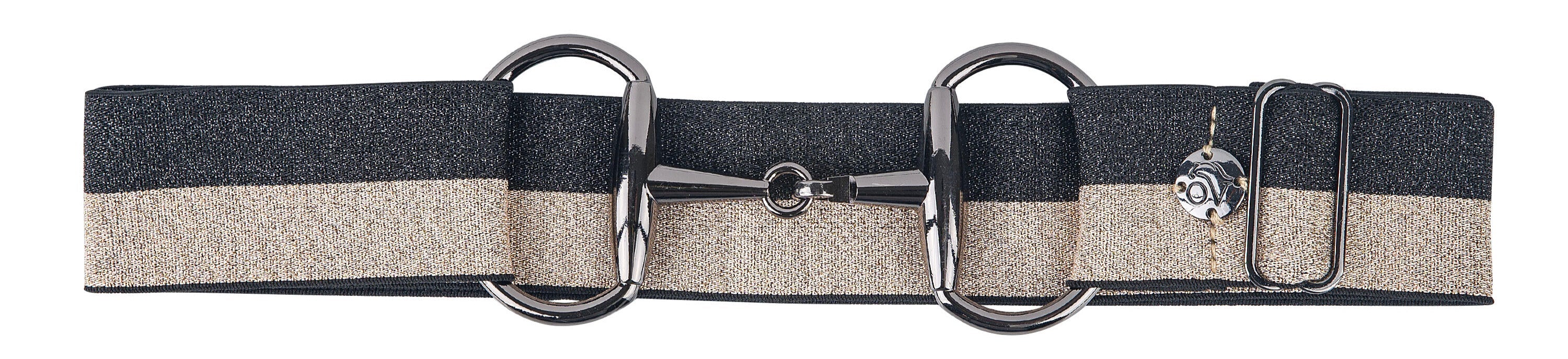 Bit Buckle Glitter Belt - Black Gold