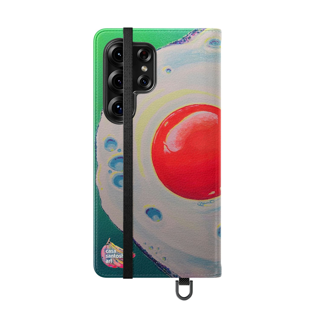 Neon Fried Egg Flip Phone Case – Wallet Cover with Card Slots